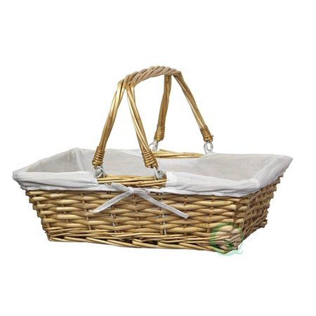 AURIC Rectangular Willow Basket with White Fabric Lining AU27863
